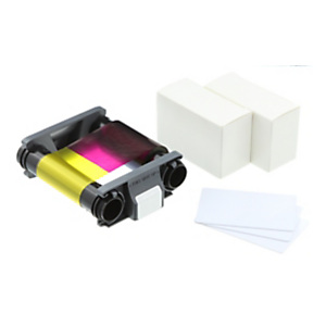 Badgy Kit de 100 impresiones a color: 100 tarjetas de plástico PVC blancas y Cinta de color YMCKO, CBGP0001C Badgy Kit de 100 impresiones a color: 100 tarjetas de plástico PVC blancas y Cinta de color YMCKO, CBGP0001C