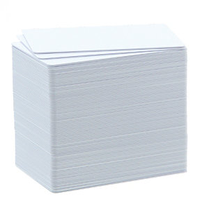 Badgy Tarjetas de plástico PVC, blancas , Paquete de 100, CBGC0030W