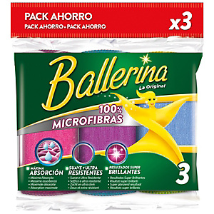 Ballerina 100% Microfibras Bayeta de microfibra multiusos, 32 x 36 cm, colores surtidos Ballerina 100% Microfibras Bayeta de microfibra multiusos, 32 x 36 cm, colores surtidos