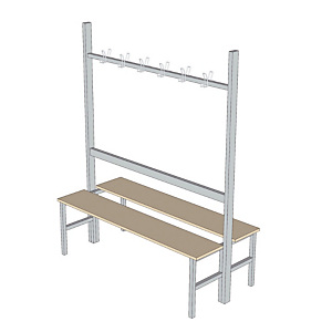 Banc 2x6 patères double face Banc 2x6 patères double face