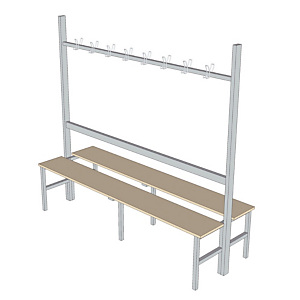 Banc 2x8 patères double face Banc 2x8 patères double face