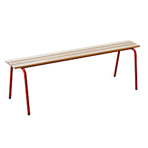 Banc scolaire sans dossier 160 cm pieds rouges Banc scolaire sans dossier 160 cm pieds rouges