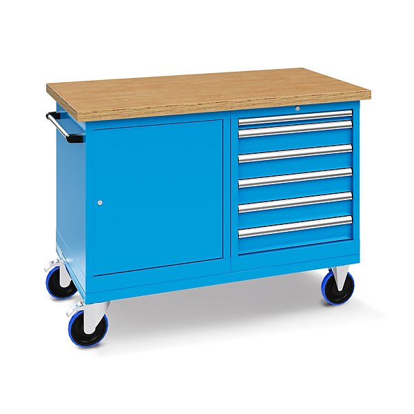 Banco da lavoro monoblocco con ruote anta e cassettiera - 2