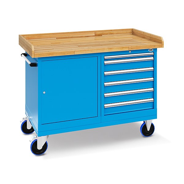 Banco da lavoro monoblocco con ruote anta e cassettiera - 3