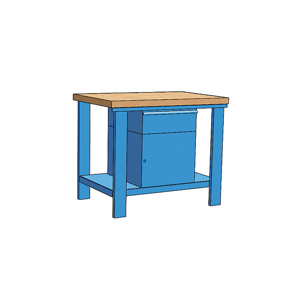 Banco da lavoro piano in legno con cassettiera 1 cassetto + anta 100 x 70 x 88,5 cm serie MG - 1