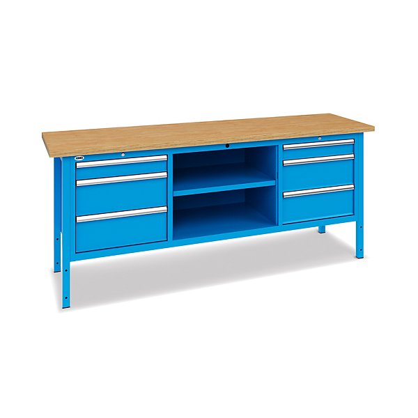 Banco di lavoro piano in legno 8 cassetti + vano giorno 200 x 70 x 87 cm serie BX linea MIDI - 2