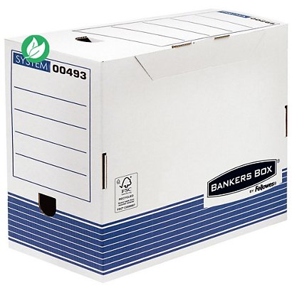Bankers Box Boîte archives automatique FSC - Dos 20 cm - Blanc / Bleu - Lot de 10 - 1