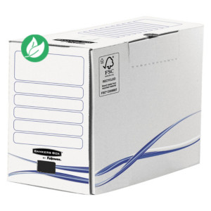 Bankers Box Boîte archives en carton 100% recyclé certifié FSC - Dos 20 cm - Blanc / Bleu - Lot de 25