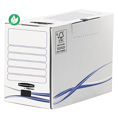 Bankers Box Boîte archives en carton 100% recyclé certifié FSC - Dos 20 cm - Blanc / Bleu - Lot de 25 - 1