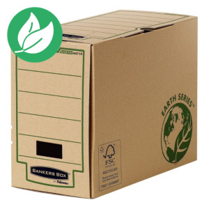 Bankers Box Boîte archives Earth Series carton dos 20 cm, pour format A4 (210 x 297 mm), H. 255 mm x l. 205 mm x P. 319 mm - Kraft naturel - 100% recyclé certifié FSC - Lot de 20