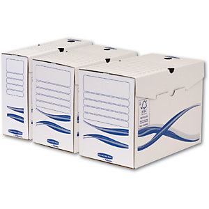 BANKERS BOX by Fellowes Contenitore archivio A4 Basic, Dorso 9,7 cm, Bianco/Blu (confezione 25 pezzi)