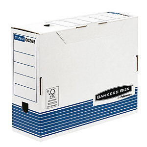 BANKERS BOX by Fellowes Contenitore archivio A4 Linea System, Cartone riciclato, Dorso 10 cm, Bianco/Blu (confezione 10 pezzi)