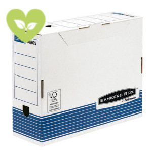 BANKERS BOX by Fellowes Contenitore archivio A4 Linea System, Cartone riciclato, Dorso 10 cm, Bianco/Blu (confezione 10 pezzi)