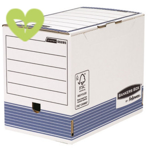 BANKERS BOX by Fellowes Contenitore archivio A4 Linea System, Cartone riciclato, Dorso 20 cm, Bianco/Blu (confezione 10 pezzi)