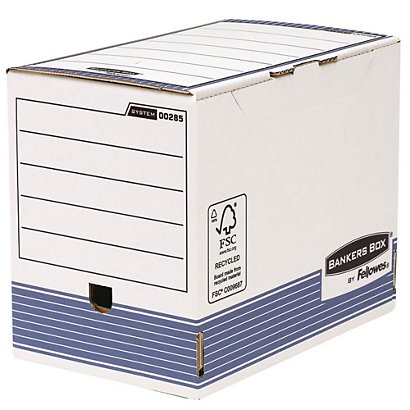 BANKERS BOX by Fellowes Contenitore archivio A4 Linea System, Cartone riciclato, Dorso 20 cm, Bianco/Blu (confezione 10 pezzi) - 1
