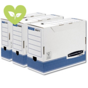 BANKERS BOX by Fellowes Contenitore archivio A4 Linea System, Cartone riciclato, Dorso 8 cm, Bianco/Blu (confezione 10 pezzi)