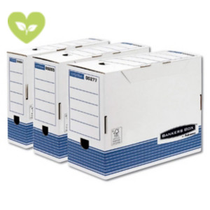 BANKERS BOX by Fellowes Contenitore archivio A4 Linea System, Cartone riciclato, Dorso 8 cm, Bianco/Blu (confezione 10 pezzi) BANKERS BOX by Fellowes Contenitore archivio A4 Linea System, Cartone riciclato, Dorso 8 cm, Bianco/Blu (confezione 10 pezzi)