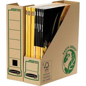 BANKERS BOX by Fellowes Portariviste A4 Earth Series, Cartone riciclato, Dorso 8 cm, Avana/Verde(confezione 20 pezzi)