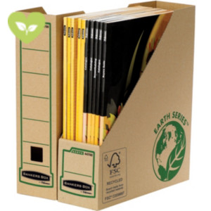 BANKERS BOX by Fellowes Portariviste A4 Earth Series, Cartone riciclato, Dorso 8 cm, Avana/Verde (confezione 20 pezzi)
