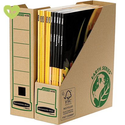 BANKERS BOX by Fellowes Portariviste A4 Earth Series, Cartone riciclato, Dorso 8 cm, Avana/Verde (confezione 20 pezzi) - 1