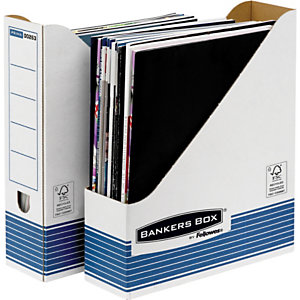 BANKERS BOX by Fellowes Portariviste A4 Linea System, Cartone riciclato, Dorso 8 cm, Bianco/Blu (confezione 10 pezzi)