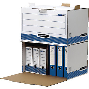 BANKERS BOX by Fellowes Scatola archivio Maxi con apertura frontale Linea System, Cartone riciclato, Bianco/Blu(confezione 5 pezzi)