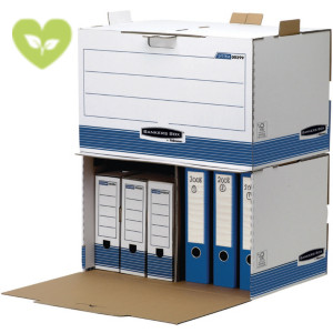 BANKERS BOX by Fellowes Scatola archivio Maxi con apertura frontale Linea System, Cartone riciclato, Bianco/Blu(confezione 5 pezzi) BANKERS BOX by Fellowes Scatola archivio Maxi con apertura frontale Linea System, Cartone riciclato, Bianco/Blu(confezione 5 pezzi)