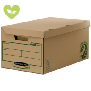 BANKERS BOX by Fellowes Scatola archivio Maxi con coperchio a ribalta Earth Series, Cartone riciclato, Avana/Verde (confezione 10 pezzi)