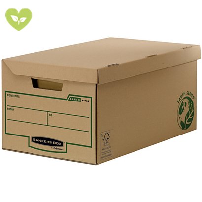BANKERS BOX by Fellowes Scatola archivio Maxi con coperchio a ribalta Earth Series, Cartone riciclato, Avana/Verde (confezione 10 pezzi) - 1