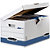 BANKERS BOX by Fellowes Scatola archivio  Maxi con coperchio a ribalta Linea System, Cartone riciclato, Bianco/Blu (confezione 10 pezzi) - 1