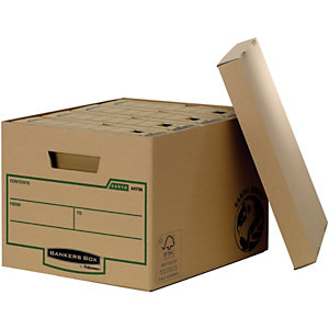 BANKERS BOX by Fellowes Scatola archivio Standard con coperchio Earth Series, Cartone riciclato, Avana/Verde (confezione 10 pezzi)