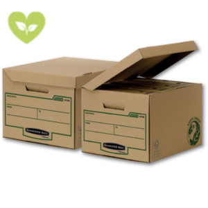 BANKERS BOX by Fellowes Scatola archivio Standard con coperchio a ribalta Earth Series, Cartone riciclato, Avana/Verde (confezione 10 pezzi)