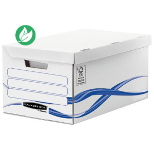 Bankers Box Caisse archives 52 x 35 x 26 cm Basic en carton montage facile - Blanc - Lot de 10 Bankers Box Caisse archives 52 x 35 x 26 cm Basic en carton montage facile - Blanc - Lot de 10