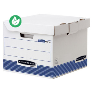 Bankers Box Caisse archives cube 39,5 x 37,7 x 31 cm en carton montage automatique - Blanc - Lot de 10 Bankers Box Caisse archives cube 39,5 x 37,7 x 31 cm en carton montage automatique - Blanc - Lot de 10