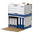 Bankers Box Cajón Archivo Definitivo Cartón A4, Automontaje Fastfold, Sistema de anclaje, Tapa fija, Blanco y Azul, 475 x 330 x 360 mm - 1