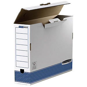 Bankers Box Caja Archivo Definitivo Cartón A3, Automontaje Fastfold, Tapa fija, Blanco y Azul, 440 x 108 x 320 mm Bankers Box Caja Archivo Definitivo Cartón A3, Automontaje Fastfold, Tapa fija, Blanco y Azul, 440 x 108 x 320 mm