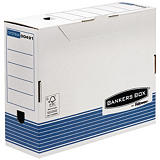 Bankers Box Caja Archivo Definitivo Cartón A4, Automontaje Fastfold, Tapa fija, Blanco y Azul, 325 x 108 x 264 mm Bankers Box Caja Archivo Definitivo Cartón A4, Automontaje Fastfold, Tapa fija, Blanco y Azul, 325 x 108 x 264 mm
