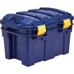 BANKERS BOX Contenitore baule portaoggetti con coperchio, Capacità 40 litri, Blu/Giallo BANKERS BOX Contenitore baule portaoggetti con coperchio, Capacità 40 litri, Blu/Giallo