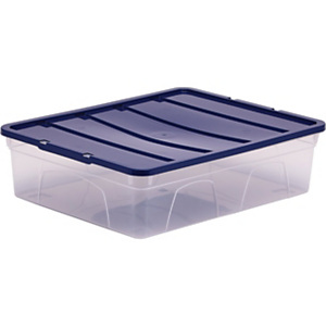BANKERS BOX Contenitore multiuso con coperchio, Capacità 12 litri, PPL, Trasparente/Blu BANKERS BOX Contenitore multiuso con coperchio, Capacità 12 litri, PPL, Trasparente/Blu
