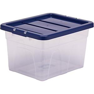 BANKERS BOX Contenitore multiuso con coperchio, Capacità 22 litri, PPL, Trasparente/Blu BANKERS BOX Contenitore multiuso con coperchio, Capacità 22 litri, PPL, Trasparente/Blu