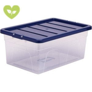 BANKERS BOX Contenitore multiuso con coperchio, Capacità 38 litri, PPL, Trasparente/Blu BANKERS BOX Contenitore multiuso con coperchio, Capacità 38 litri, PPL, Trasparente/Blu