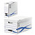 Bankers Box Pack archivage carton : lot de 1 caisse archives maxi + 6 boîtes dos 8 cm, pour format A4 (210 x 297 mm), H. 23 cm x l. 52 cm x P. 35 cm - Blanc / Bleu - Montage automatique - 1