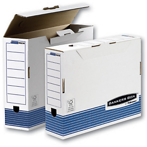 Bankers Box Scatola archivio Banker Box, Cartone, Bianco e blu, 108 mm x 442 mm x 331 mm (confezione 10 pezzi) Bankers Box Scatola archivio Banker Box, Cartone, Bianco e blu, 108 mm x 442 mm x 331 mm (confezione 10 pezzi)