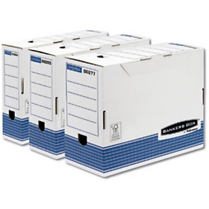 Bankers Box Scatola archivio Banker Box, Cartone, Bianco e blu, 264 mm x 328 mm x 80 mm (confezione 10 pezzi) Bankers Box Scatola archivio Banker Box, Cartone, Bianco e blu, 264 mm x 328 mm x 80 mm (confezione 10 pezzi)