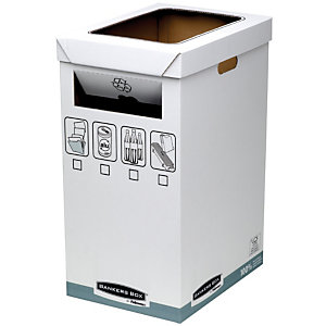 Bankers Box System, Papelera de reciclaje, cartón reciclado, 50/90 l, blanco
