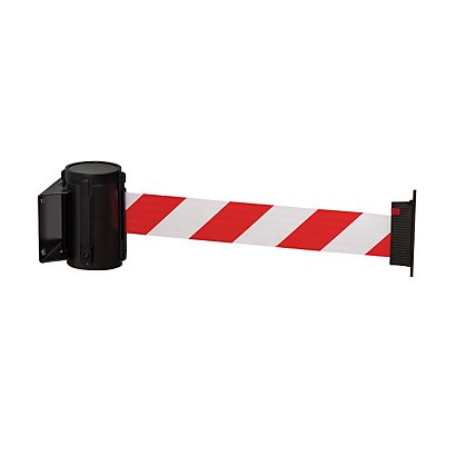 barrière de délimitation à ceinture retractable murale paceo - gris  manganese - sangle rouge/blanc 3m - Barrières de sécurité