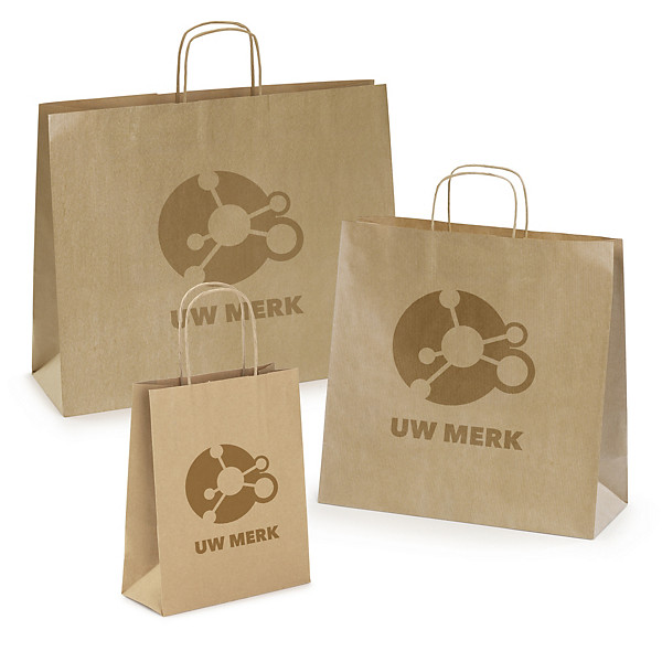 Bedrukte draagtas met gevlochten handvatten 45 x 34,5 x 14 cm - 1