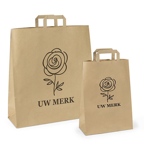 Bedrukte draagtas met platte handvatten 22 x 28 x 10 cm - 1