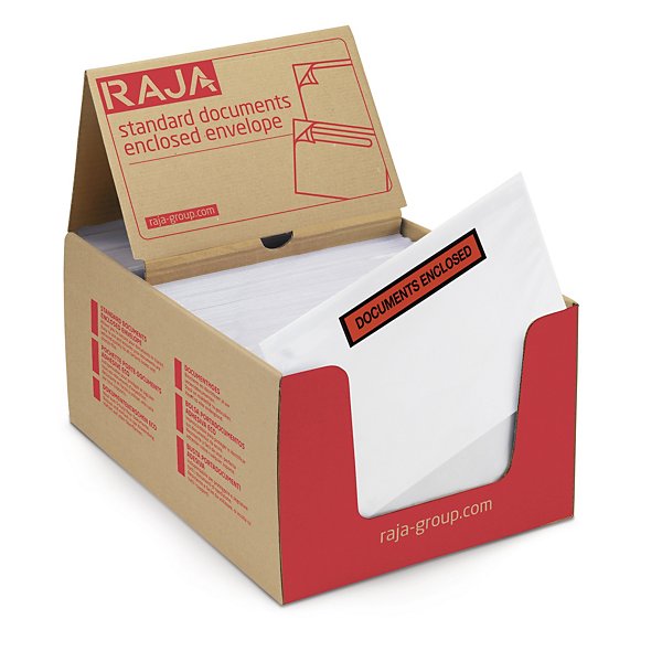 Bedrukte paklijstenveloppen 60 micron "DOCUMENTS ENCLOSED" 230x130mm - 2