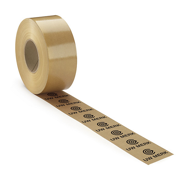 Bedrukte standaard gegomde kleefband bruin 1 kleur 70g/m²